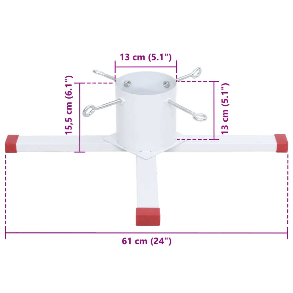 Christmas Tree Stand White and Red Metal and Plastic Medium