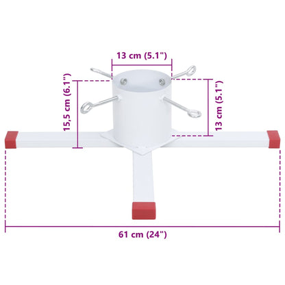 Christmas Tree Stand White and Red Metal and Plastic Medium