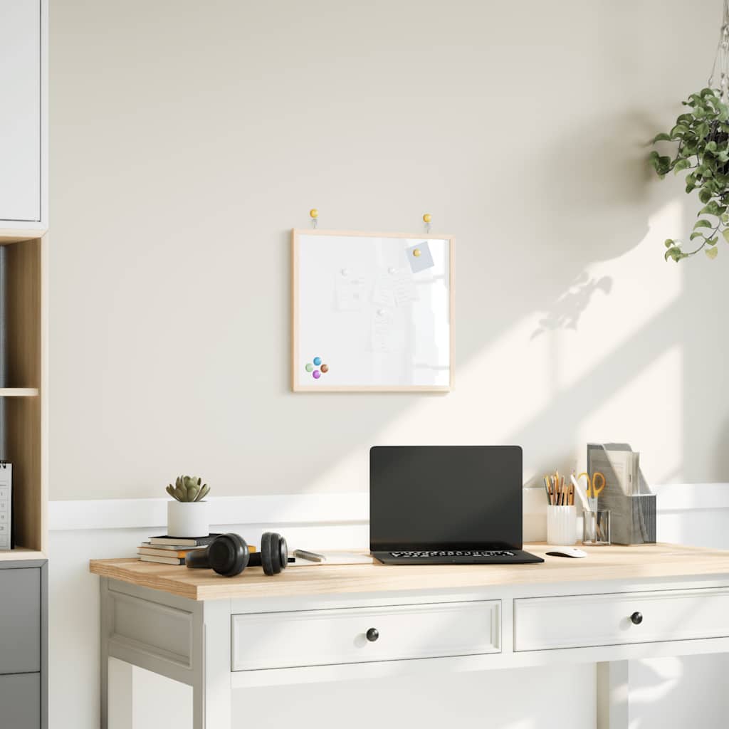 Magnetic Whiteboard with Solid Pine Wood Frame 15.7x15.7"