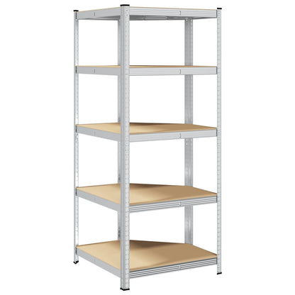 5-Layer Corner Shelf Silver Steel&Engineered Wood