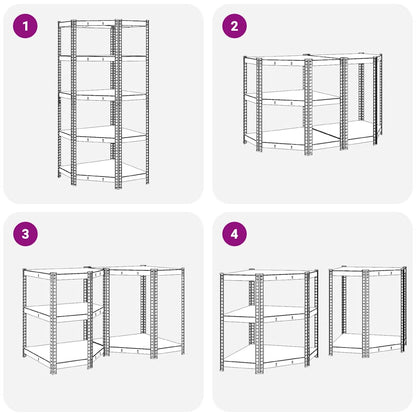 5-Layer Corner Shelf Silver Steel&Engineered Wood