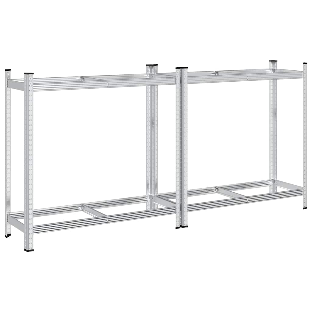 2-Layer Tyre Shelves 2 pcs Silver 43.3x15.7x42.9" Steel