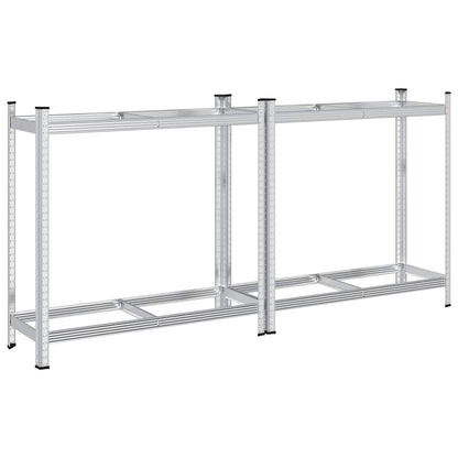 2-Layer Tyre Shelves 2 pcs Silver 43.3x15.7x42.9" Steel