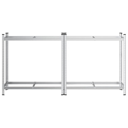 2-Layer Tyre Shelves 2 pcs Silver 43.3x15.7x42.9" Steel
