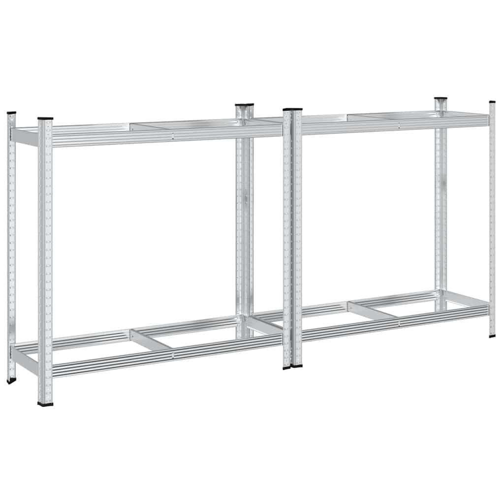 2-Layer Tyre Shelves 2 pcs Silver 43.3x15.7x42.9" Steel