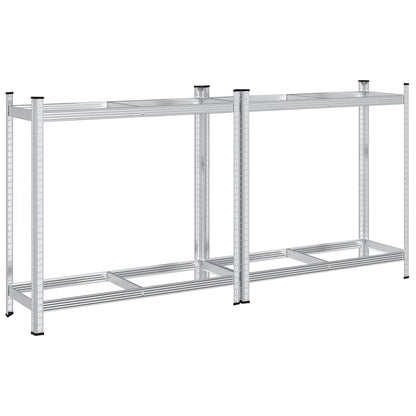 2-Layer Tyre Shelves 2 pcs Silver 43.3x15.7x42.9" Steel