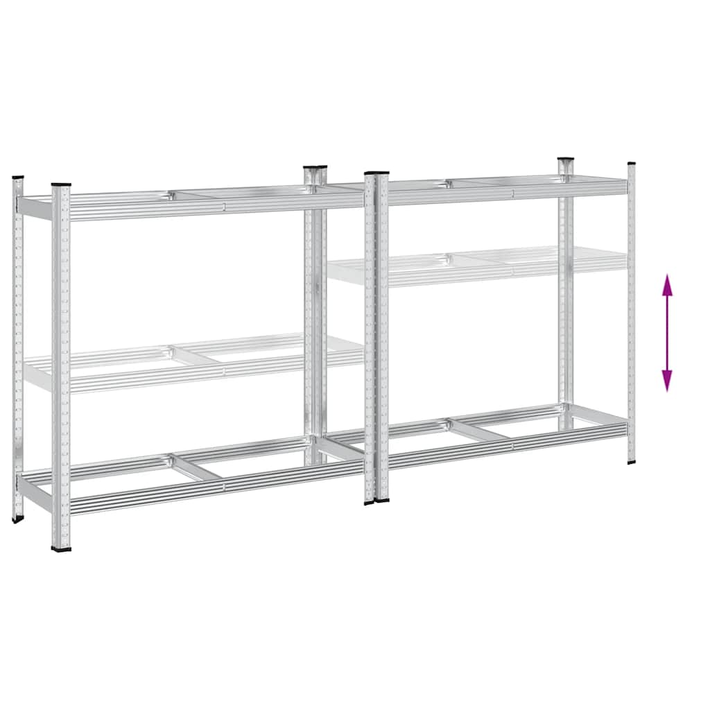 2-Layer Tyre Shelves 2 pcs Silver 43.3x15.7x42.9" Steel