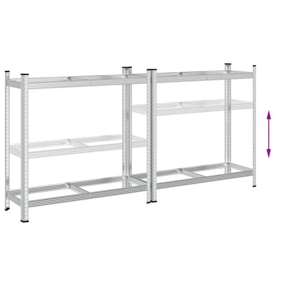 2-Layer Tyre Shelves 2 pcs Silver 43.3x15.7x42.9" Steel