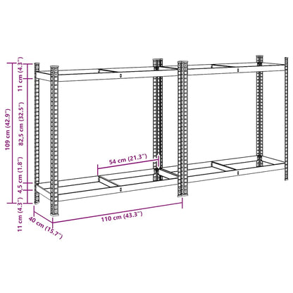 2-Layer Tyre Shelves 2 pcs Silver 43.3x15.7x42.9" Steel