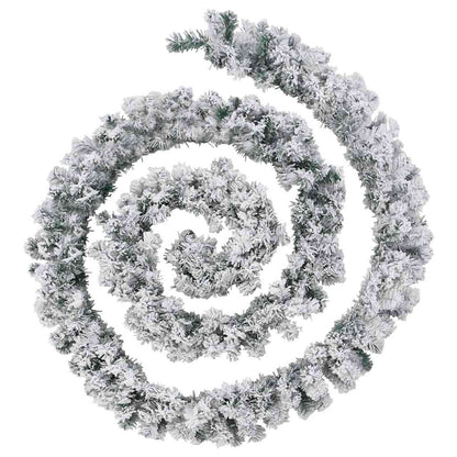 Christmas Garland Green with white snow effect PVC Extra Long