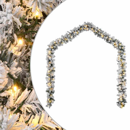 Christmas Garland Green with flocked white snow PVC 65.6 ft