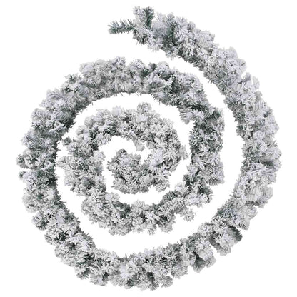 Christmas Garland Green with flocked white snow PVC 65.6 ft