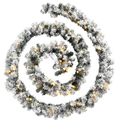 Christmas Garland Green with flocked white snow PVC 65.6 ft