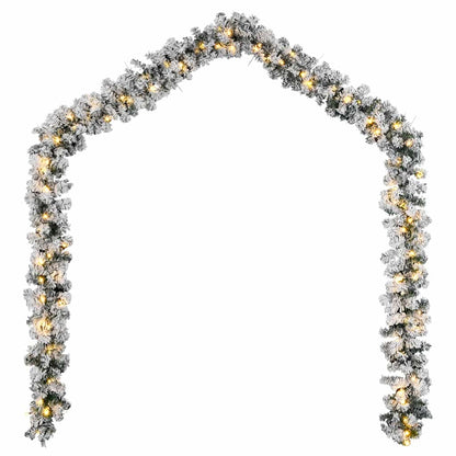Christmas Garland Green with flocked white snow PVC 65.6 ft