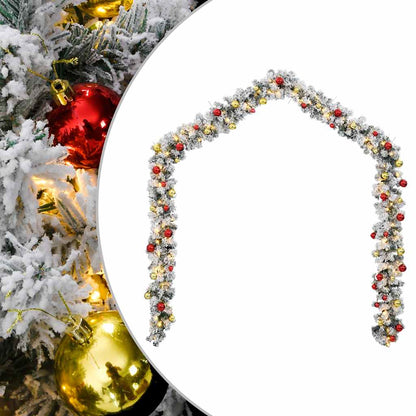 Christmas Garland Green with gold and red baubles PVC 32.8ft long