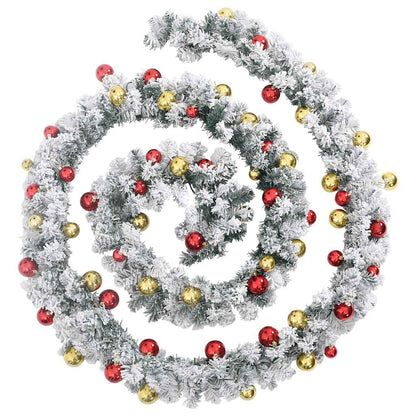 Christmas Garland Green with gold and red baubles PVC 32.8ft long