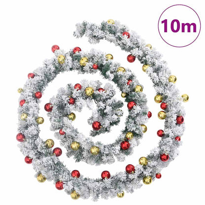 Christmas Garland Green with gold and red baubles PVC 32.8ft long