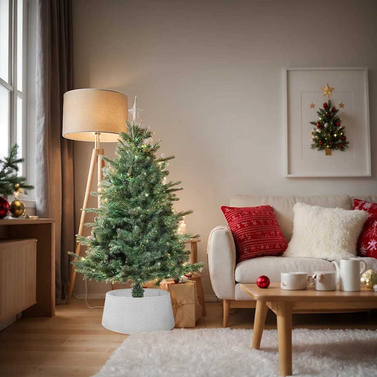 Christmas Tree Skirt White Polypropylene One Size Simple