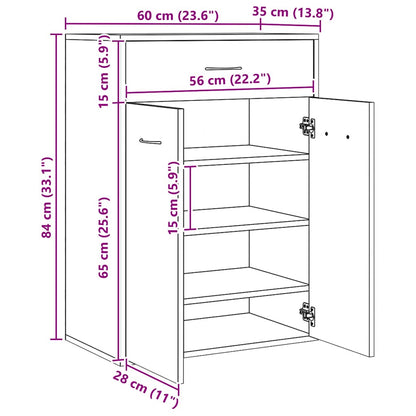 Shoe Cabinet Artisan Oak 23.6x13.8x33.1" Engineered Wood