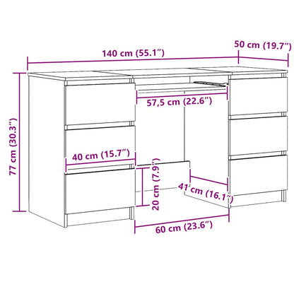 Writing Desk Artisan Oak Engineered wood Large Writing Desk