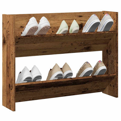Wall Shoe Cabinet Rustic Wood Engineered Wood Compact