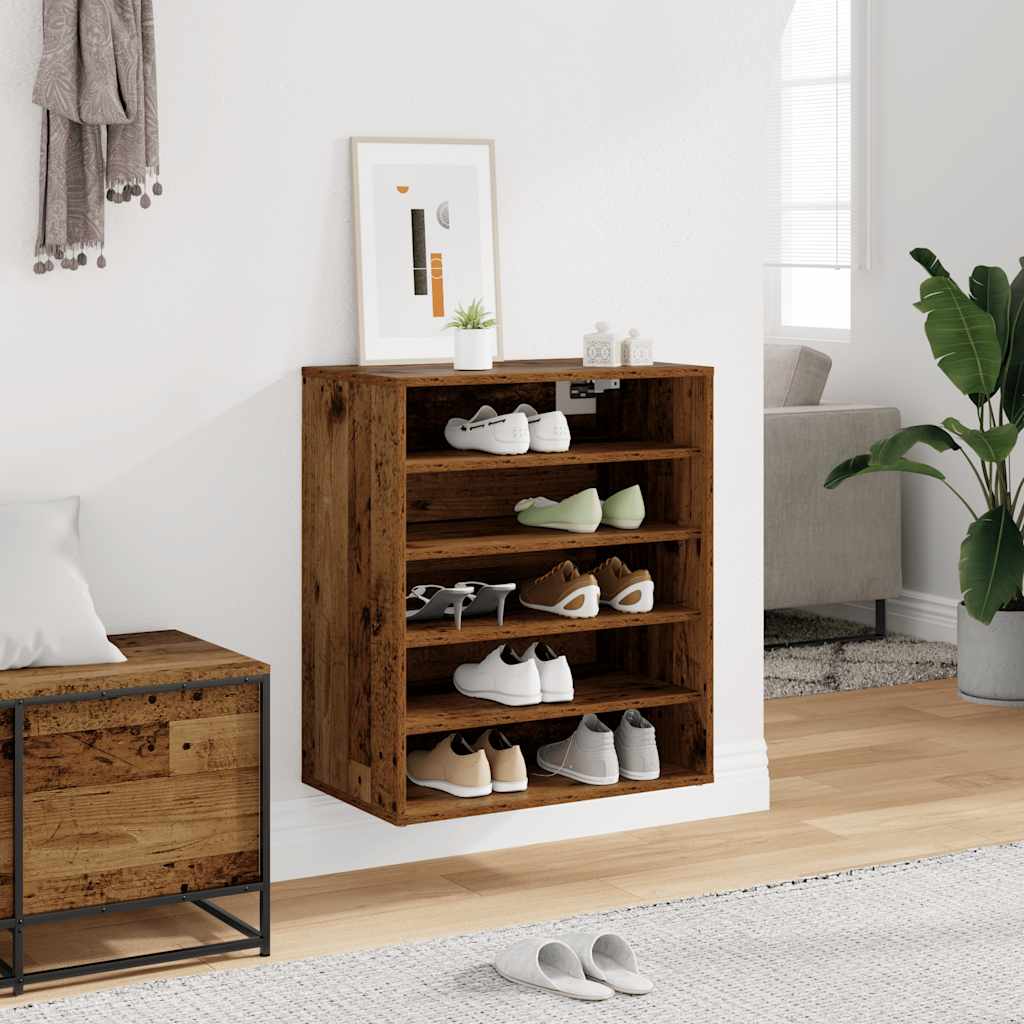 Shoe Cabinet Old Wood Engineered Wood Medium Shoe Cabinet