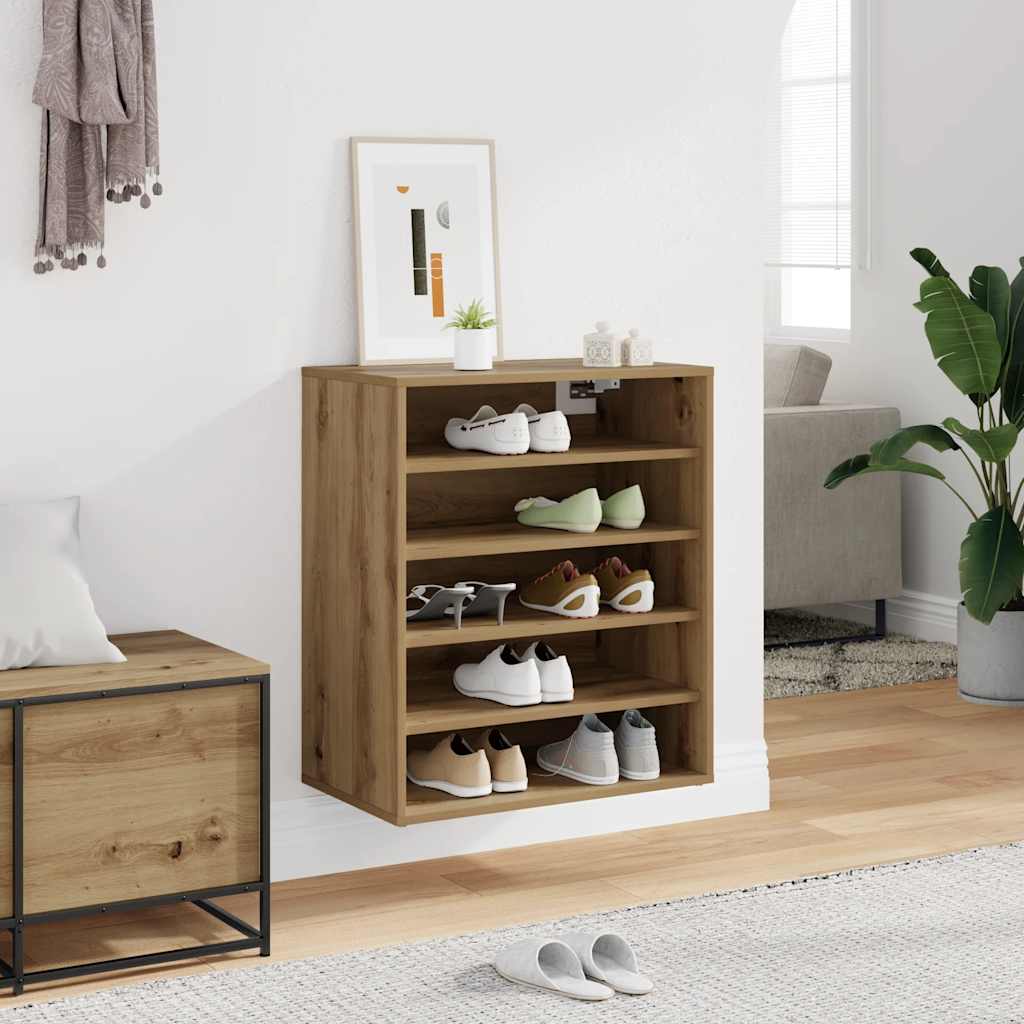 Shoe Cabinet Artisan Oak Engineered Wood Shoe Cabinet Rectangular