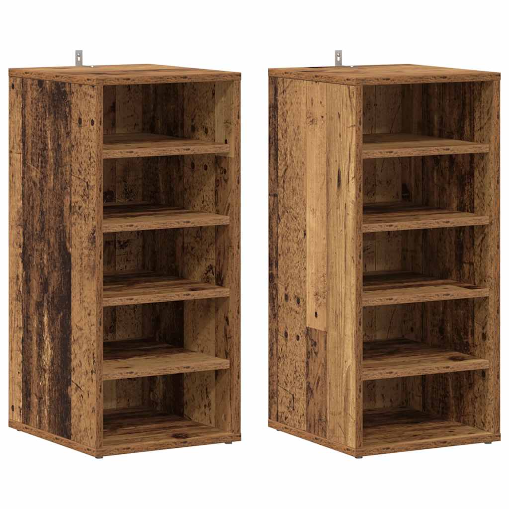 Shoe Cabinet Set of 2 Old wood Engineered wood Compact
