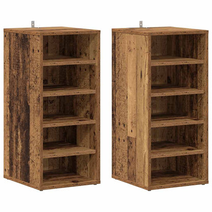 Shoe Cabinet Set of 2 Old wood Engineered wood Compact