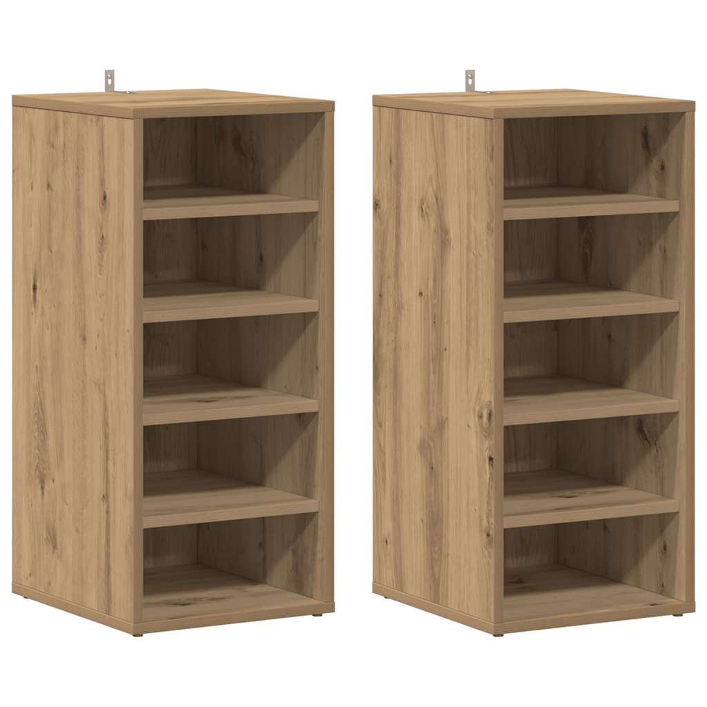 Shoe Cabinet Set of 2 Artisan Oak Engineered wood Medium