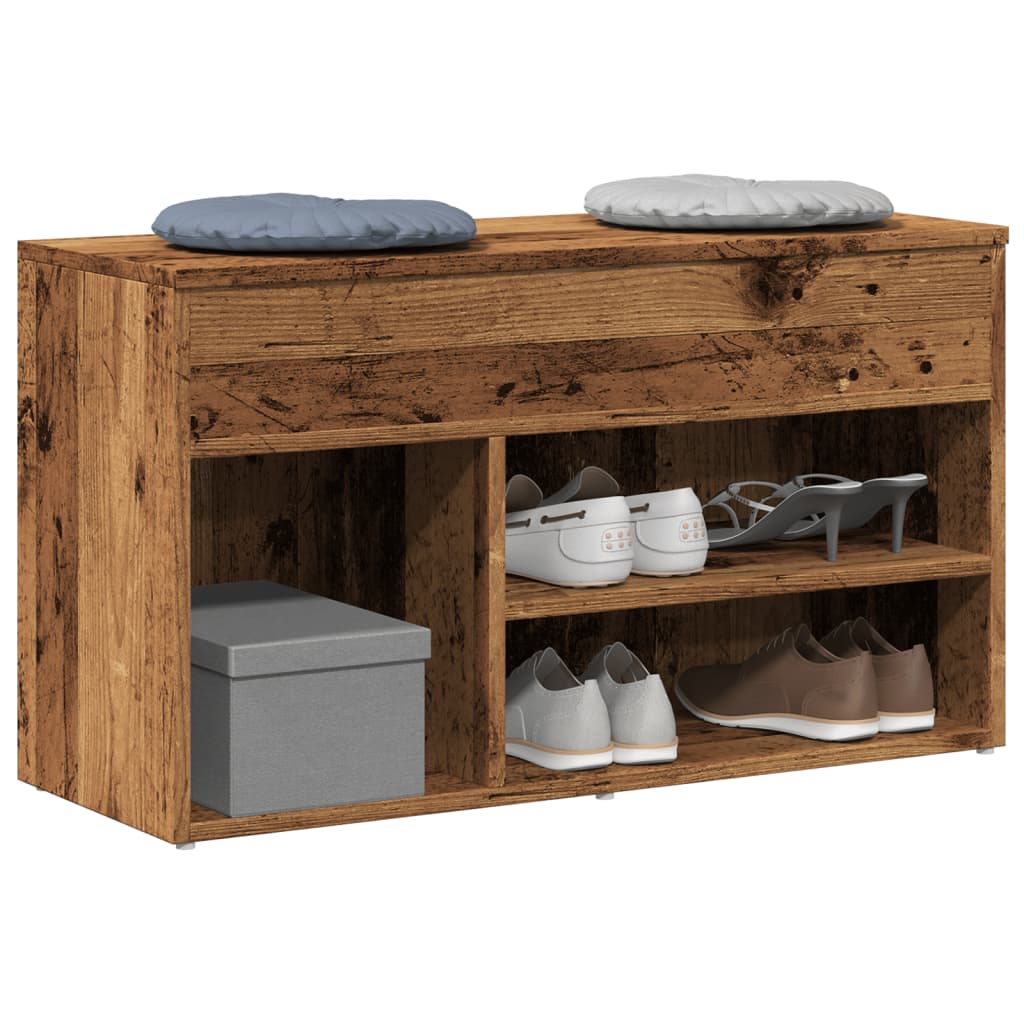 Shoe Bench Old Wood Engineered Wood 31.5 in x 11.8 in x 17.7 in