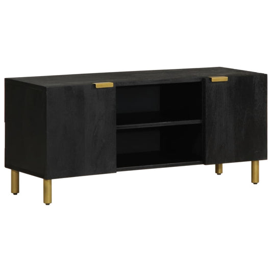 TV Cabinet Black Engineered wood, Solid mango wood, Brass