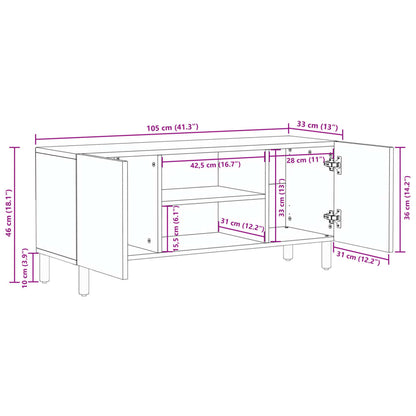 TV Cabinet Black Engineered wood, Solid mango wood, Brass