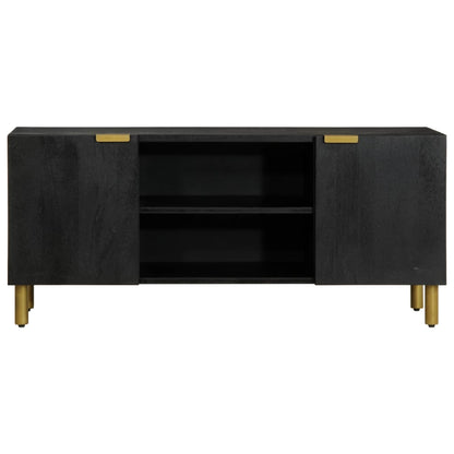 TV Cabinet Black Engineered wood, Solid mango wood, Brass