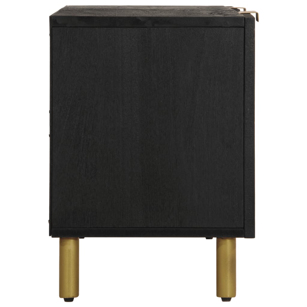 TV Cabinet Black Engineered wood, Solid mango wood, Brass