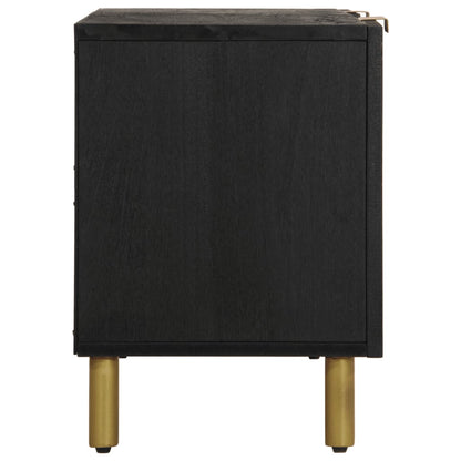 TV Cabinet Black Engineered wood, Solid mango wood, Brass