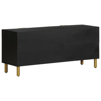 TV Cabinet Black Engineered wood, Solid mango wood, Brass