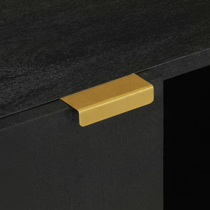 TV Cabinet Black Engineered wood, Solid mango wood, Brass