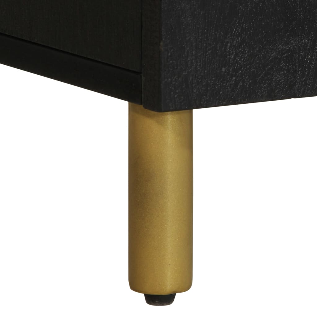 TV Cabinet Black Engineered wood, Solid mango wood, Brass