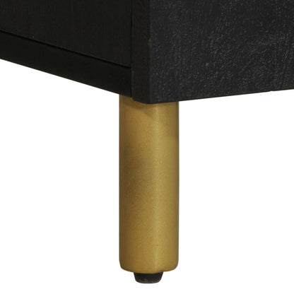 TV Cabinet Black Engineered wood, Solid mango wood, Brass