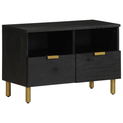TV Cabinet Black Engineered wood, solid mango wood, brass Small