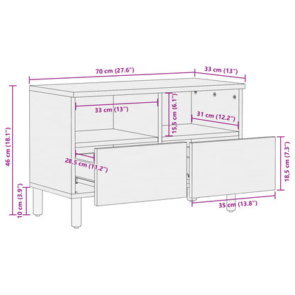 TV Cabinet Black Engineered wood, solid mango wood, brass Small