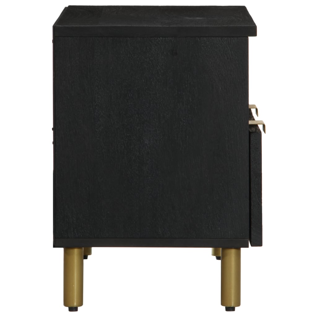 TV Cabinet Black Engineered wood, solid mango wood, brass Small