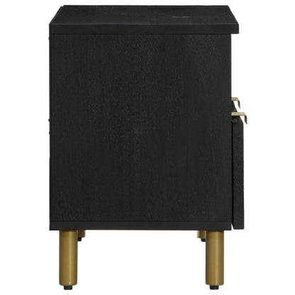 TV Cabinet Black Engineered wood, solid mango wood, brass Small