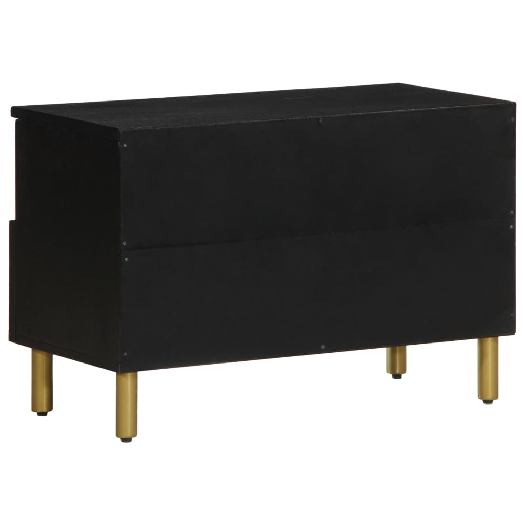TV Cabinet Black Engineered wood, solid mango wood, brass Small