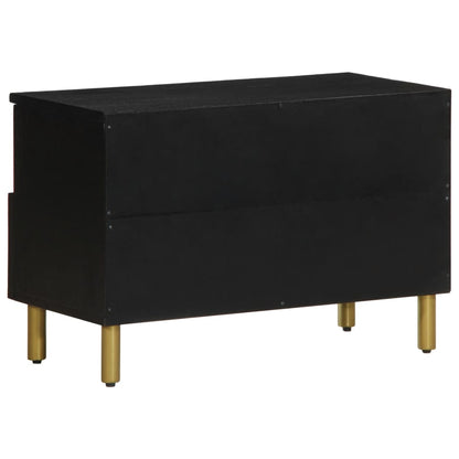 TV Cabinet Black Engineered wood, solid mango wood, brass Small