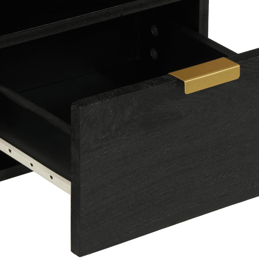 TV Cabinet Black Engineered wood, solid mango wood, brass Small