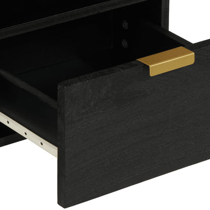 TV Cabinet Black Engineered wood, solid mango wood, brass Small