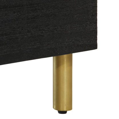 TV Cabinet Black Engineered wood, solid mango wood, brass Small