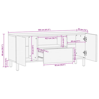 TV Cabinet Black Engineered wood, Solid mango wood, Brass Small
